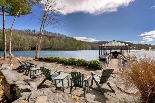 view of dock featuring a water view