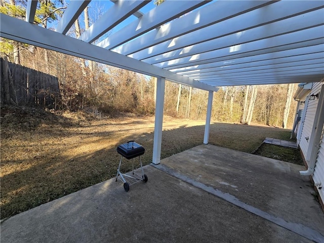 view of patio / terrace featuring a pergola