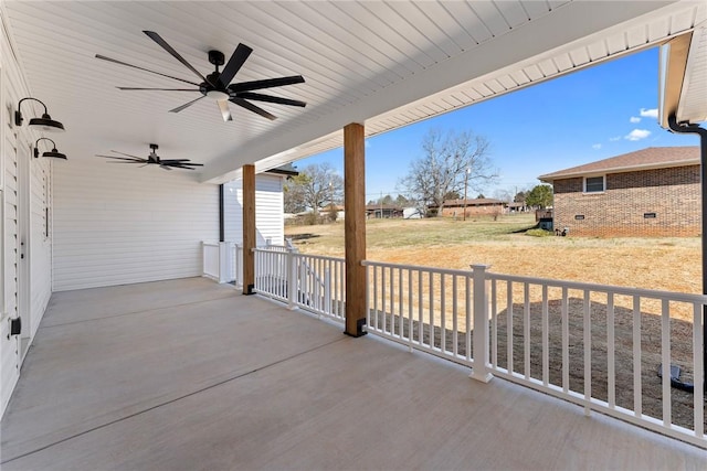 view of patio / terrace featuring ceiling fan