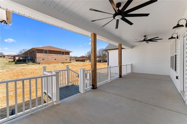 view of patio with ceiling fan