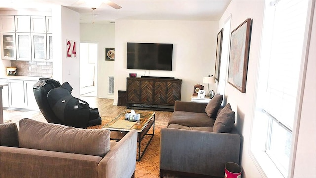 living room featuring light hardwood / wood-style flooring