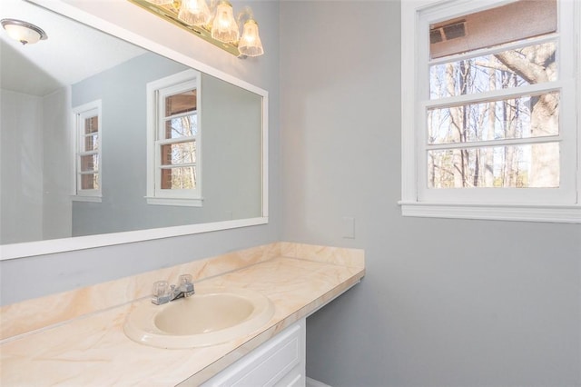 bathroom with a wealth of natural light and vanity