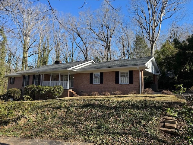 single story home featuring a porch