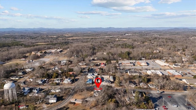 birds eye view of property featuring a mountain view