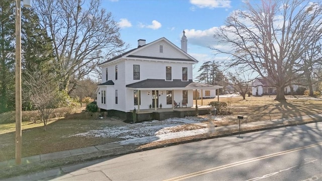 view of front facade featuring covered porch