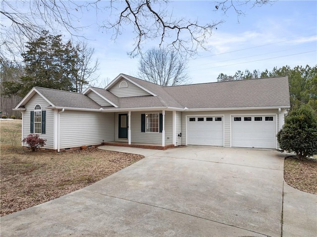 ranch-style home with a garage