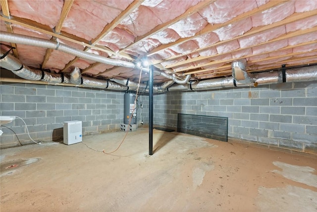 basement with water heater