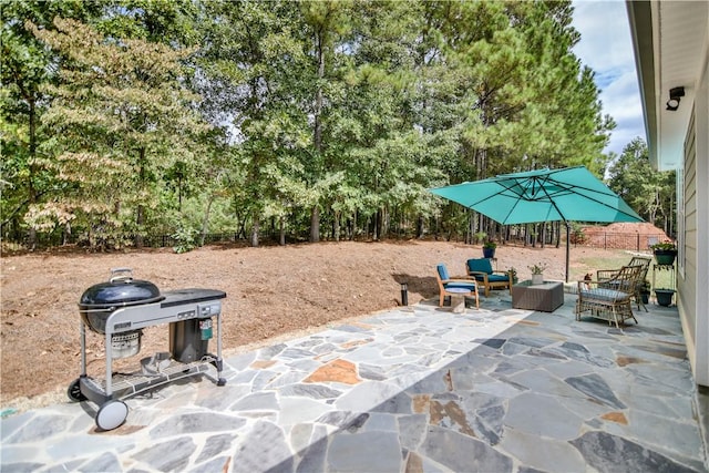 view of patio with an outdoor living space