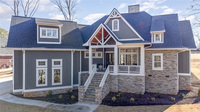 craftsman-style house with covered porch