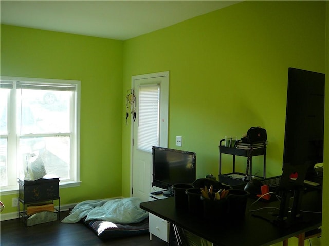 office space featuring hardwood / wood-style floors