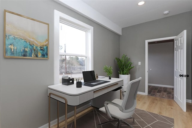 office area featuring hardwood / wood-style flooring