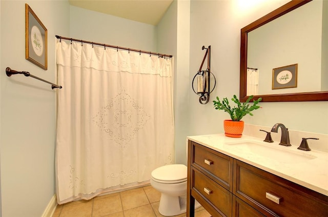 bathroom with tile patterned floors, toilet, and vanity