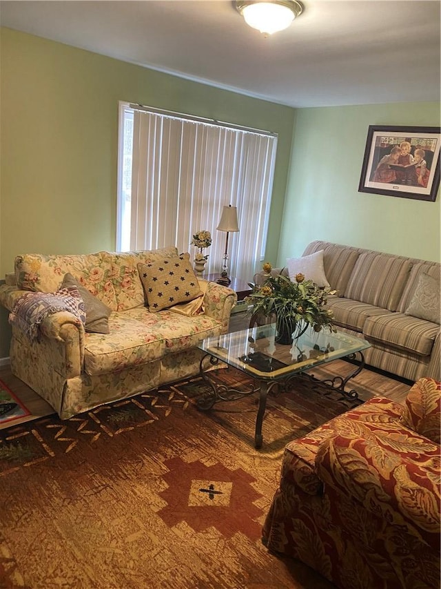 living room with hardwood / wood-style floors