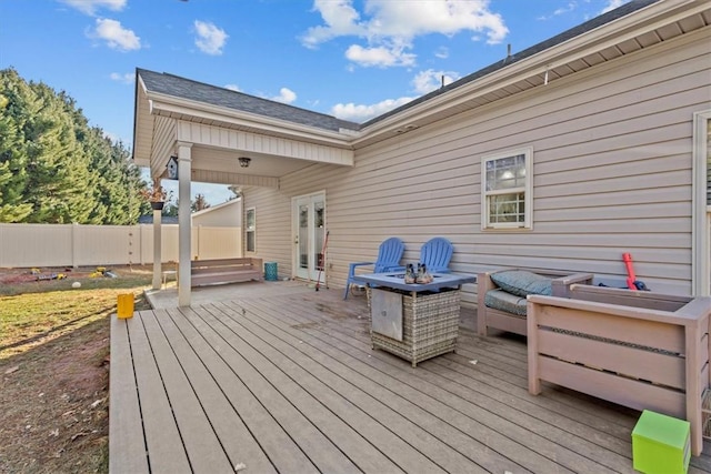 deck with an outdoor fire pit