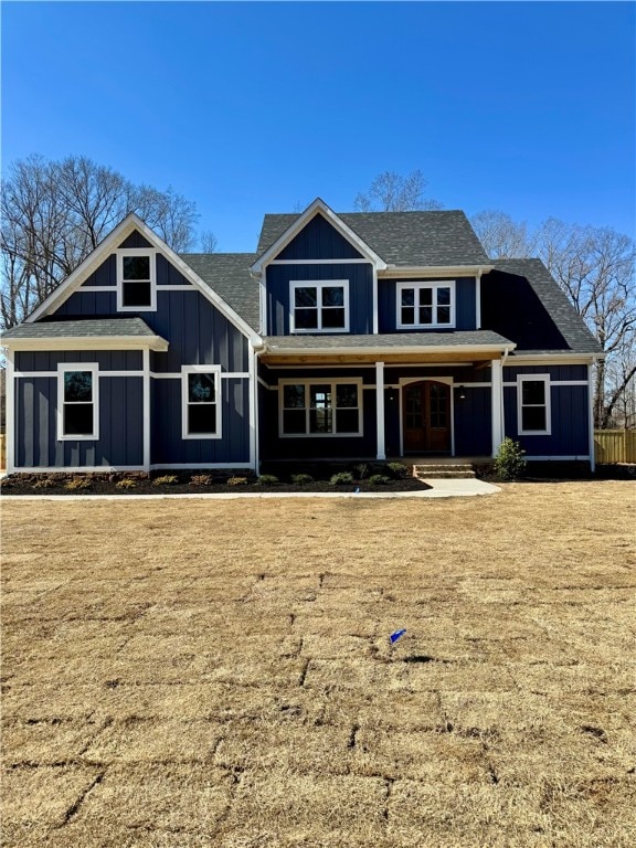 craftsman house featuring board and batten siding