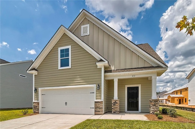 craftsman inspired home with a garage