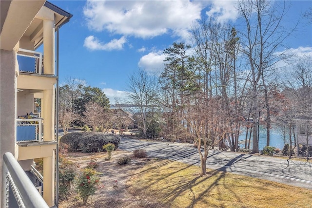 view of yard with a water view