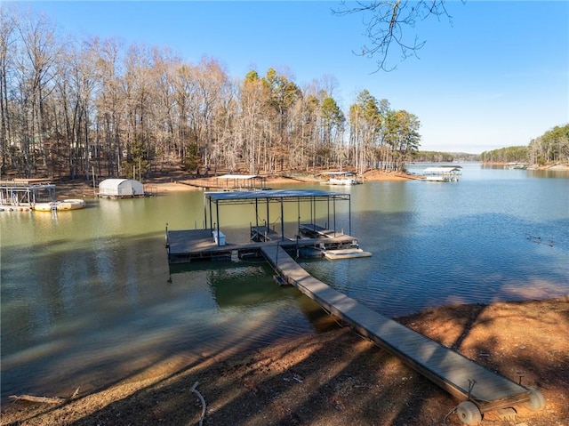 view of dock featuring a water view