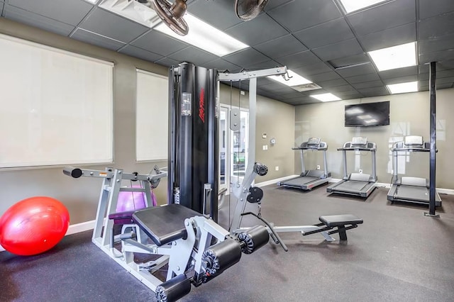 gym with a drop ceiling