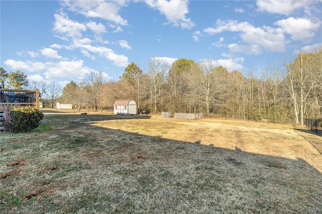 view of yard with a storage unit