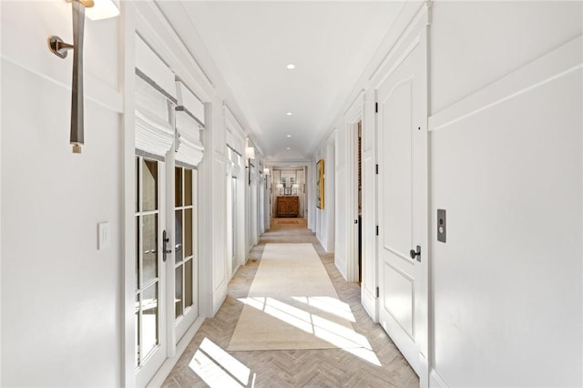 hall with light parquet flooring