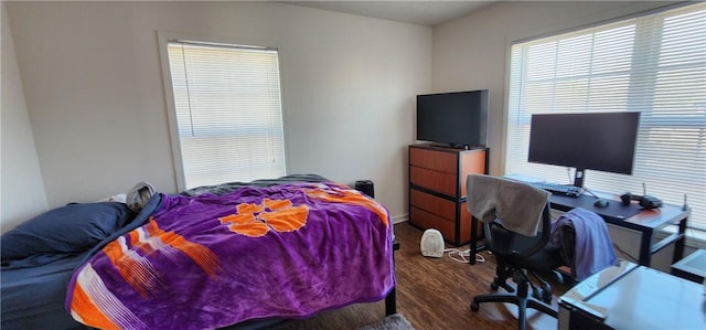 bedroom with hardwood / wood-style floors