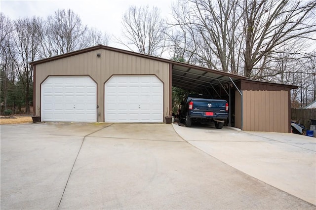 garage with a carport