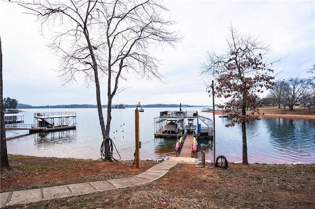 dock area featuring a water view