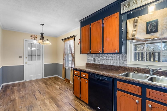 109 Pine Tree Ln, Anderson, SC 29625 - kitchen featuring a healthy amount of sunlight, sink, crown molding, and dishwasher