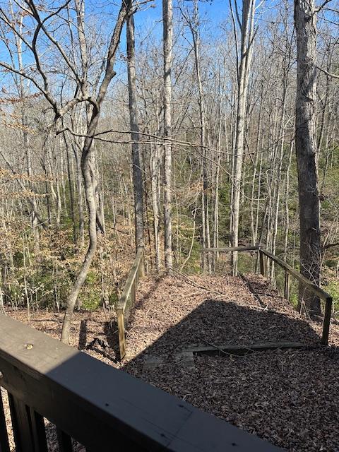 view of yard with a view of trees