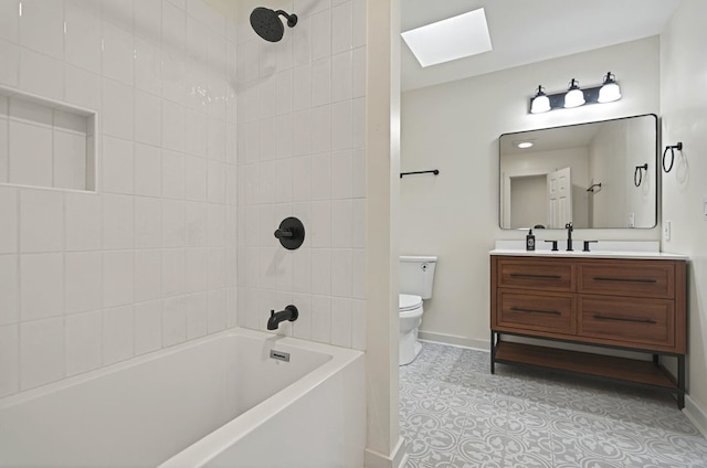 24 Mainsail Dr, Salem, SC 29676 - full bathroom with baseboards, toilet, vanity, shower / bath combination, and a skylight