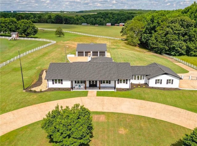 aerial view featuring a rural view