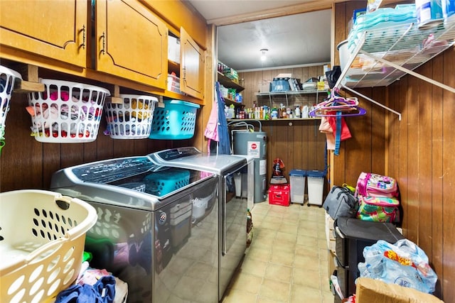 storage featuring independent washer and dryer and electric water heater