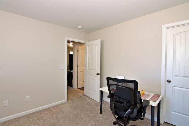 view of carpeted home office