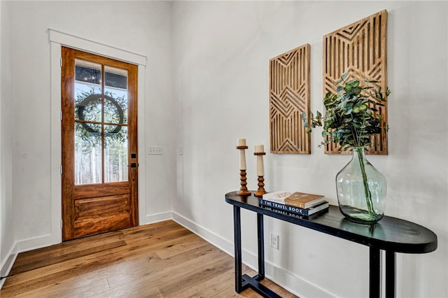 foyer entrance with light wood-type flooring