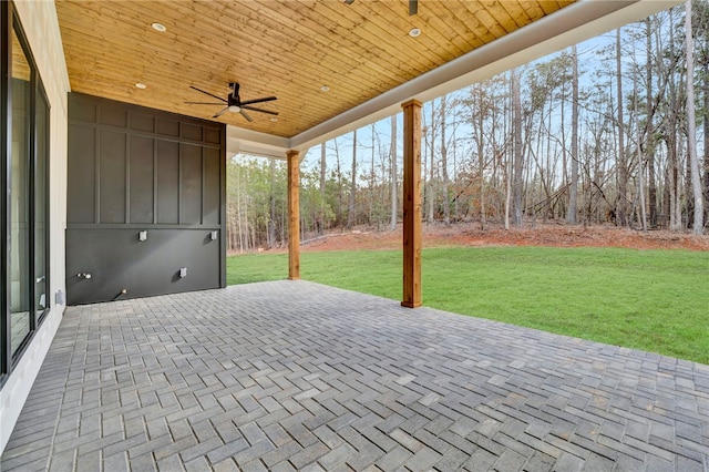 view of patio / terrace featuring ceiling fan