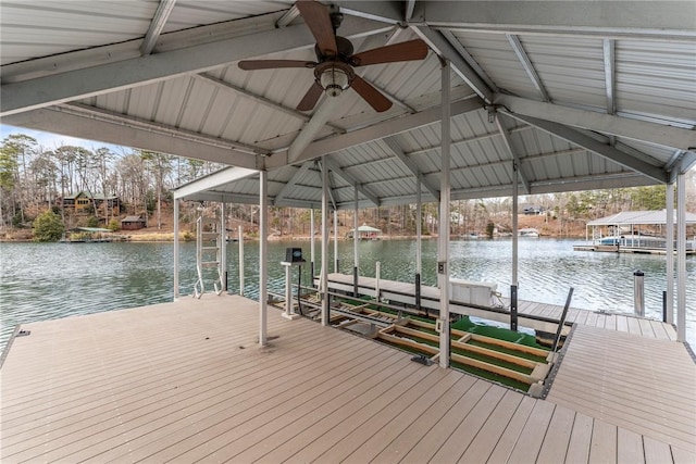 dock area featuring a water view