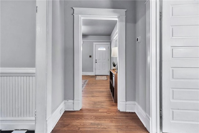 hall featuring dark hardwood / wood-style floors