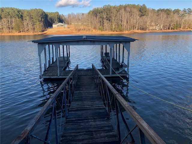 dock area featuring a water view