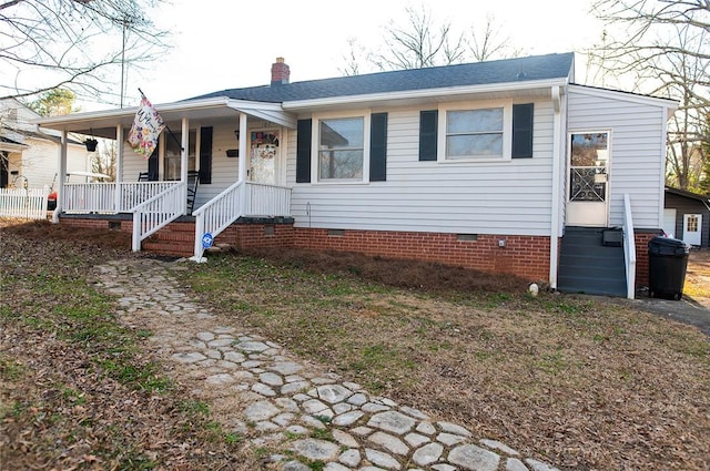 view of front facade featuring a porch