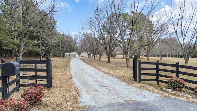 view of road featuring a rural view