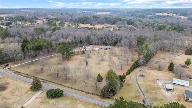 aerial view with a rural view