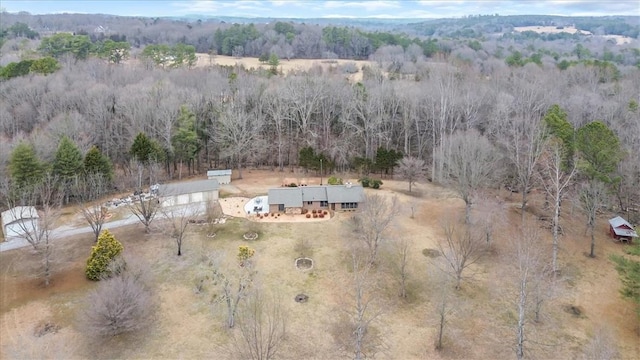 birds eye view of property featuring a rural view