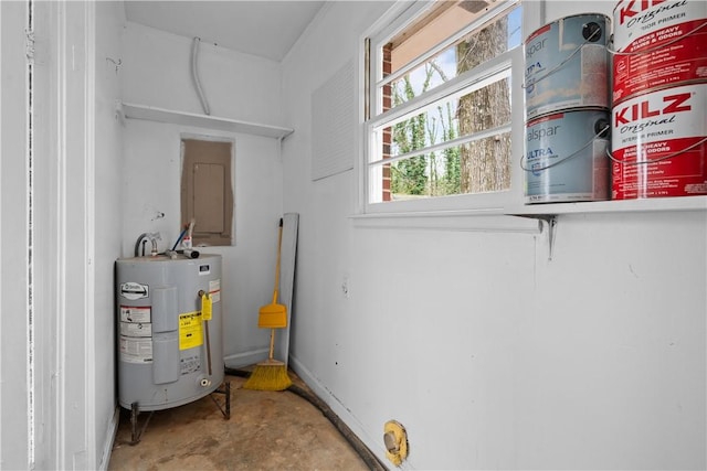 utility room with water heater