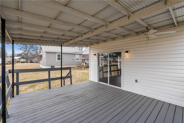 wooden terrace with ceiling fan