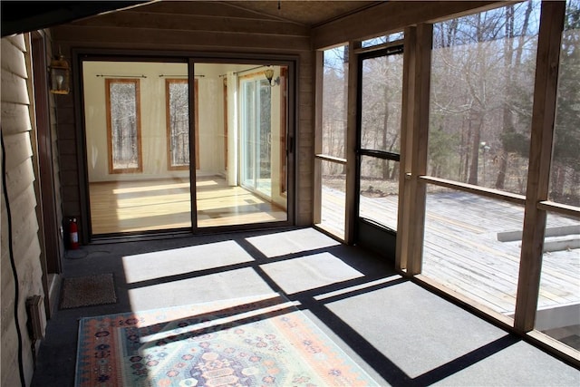 view of unfurnished sunroom