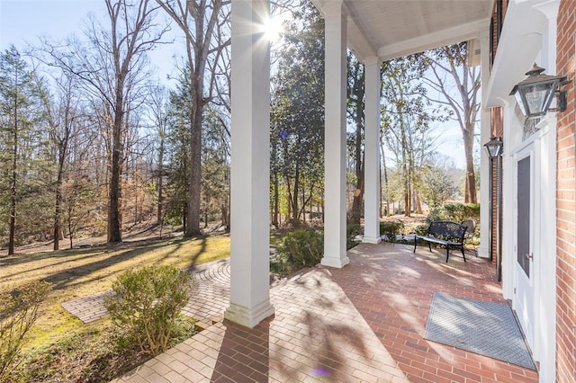 view of patio featuring covered porch