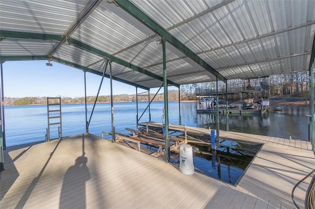 view of dock featuring a water view