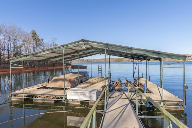 view of dock featuring a water view