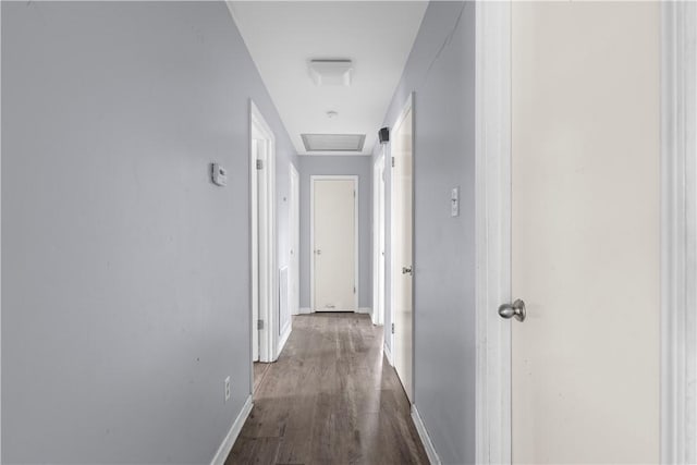 corridor featuring dark hardwood / wood-style flooring